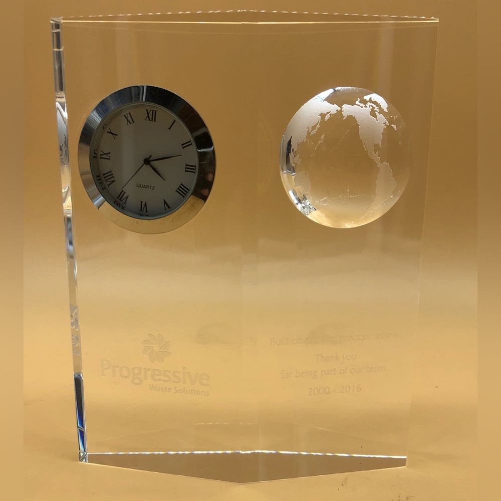 Progressive wastet Solution Clear Glass Shelf Decor Clock